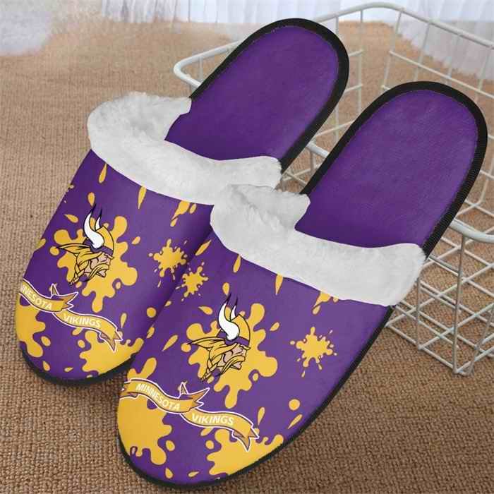 Men's Minnesota Vikings Team Logo Staycation Slippers/Shoes(Pls check description for details) 002