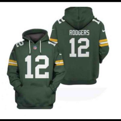 Men's Green Bay Packers #12 Aaron Rodgers 2021 Green Pullover Hoodie