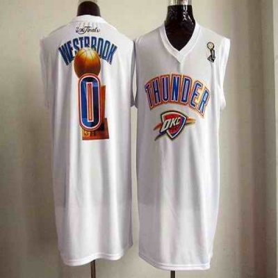 2012 NBA Finals Thunder #0 Russell Westbrook White Stitched NBA Jersey