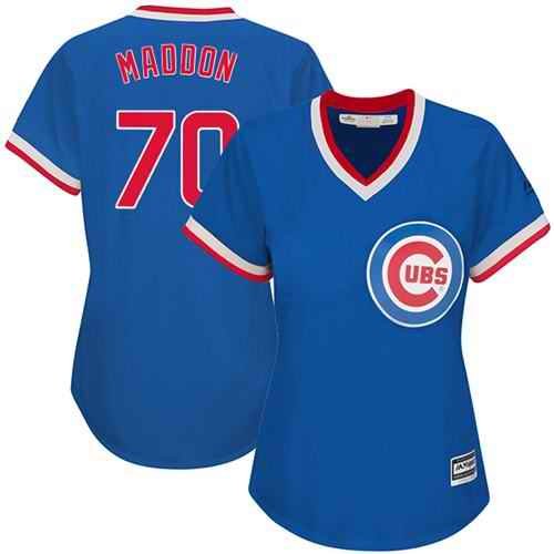 Cubs #70 Joe Maddon Blue Cooperstown Women's Stitched MLB Jersey