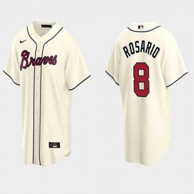 Men's Atlanta Braves #8 Eddie Rosario Cream Cool Base Stitched Jersey