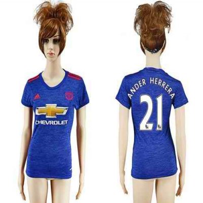 Women's Manchester United #21 Ander Herrera Away Soccer Club Jersey