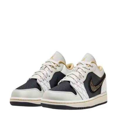 Women's Running Weapon Air Jordan 1 Low Cream/Grey Shoes 0410