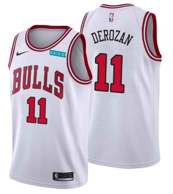 Men's Chicago Bulls #11 DeMar DeRozan White Swingman Stitched Basketball Jersey