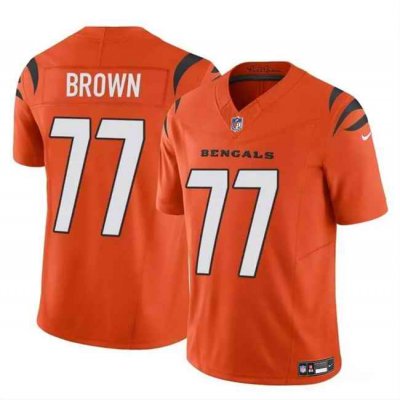 Men's Cincinnati Bengals #77 Trent Brown Orange 2024 F.U.S.E. Vapor Untouchable Limited Stitched Jersey