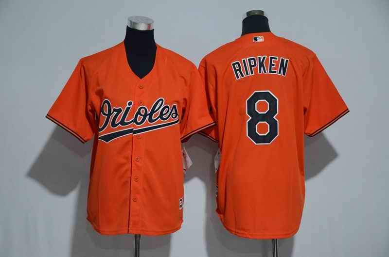 Youth Baltimore Orioles #8 Cal Ripken Orange Alternate Cool Base Player Stitched MLB Jersey