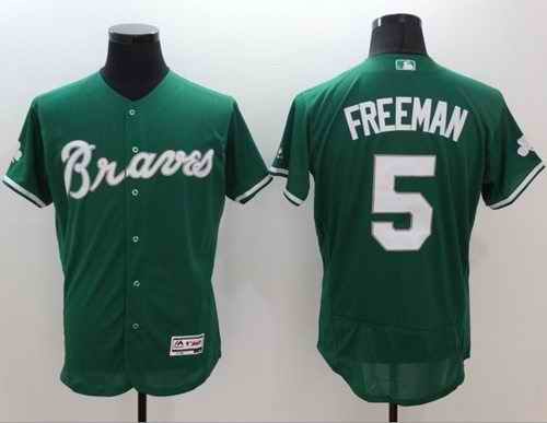 Braves #5 Freddie Freeman Green Celtic Flexbase Authentic Collection Stitched MLB Jersey