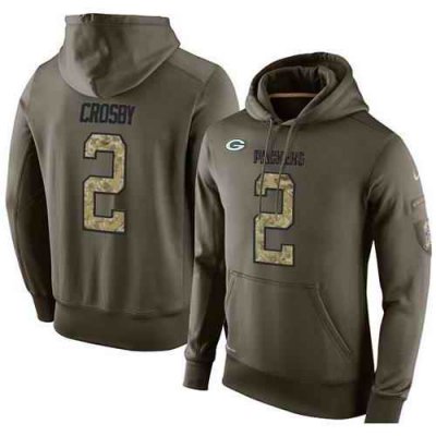 NFL Men's Nike Green Bay Packers #2 Mason Crosby Stitched Green Olive Salute To Service KO Performance Hoodie