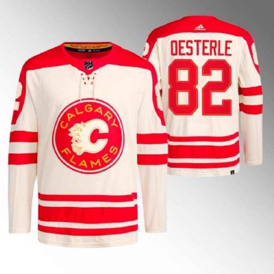 Men's Calgary Flames #82 Jordan Oesterle 2023 Cream Heritage Classic Primegreen Stitched Jersey