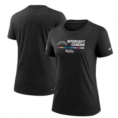 Women's Los Angeles Chargers 2022 Black Crucial Catch Performance T-Shirt(Run Small)