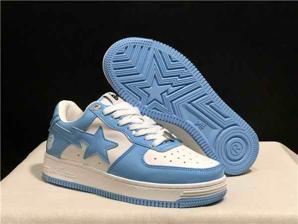 Men's Bape Sta Low Top Leather Blue/White Shoes 0023