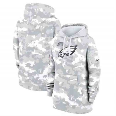 Women's Philadelphia Eagles 2024 Arctic Camo Salute To Service Club Fleece Pullover Hoodie(Run Small)