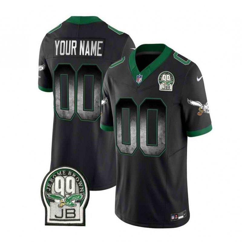 Men's Philadelphia Eagles Active Palyer Custom Black 2023 F.U.S.E. Throwback Vapor Untouchable Limited Stitched Football Jersey