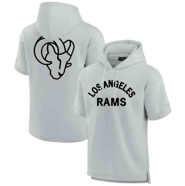 Men's Los Angeles Rams Gray Super Soft Fleece Short Sleeve Hoodie