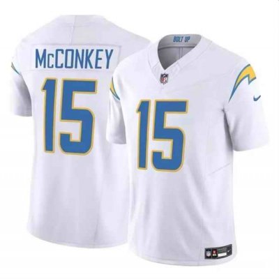 Men's Los Angeles Chargers #15 Ladd McConkey White 2024 F.U.S.E Draft Vapor Limited Stitched Football Jersey