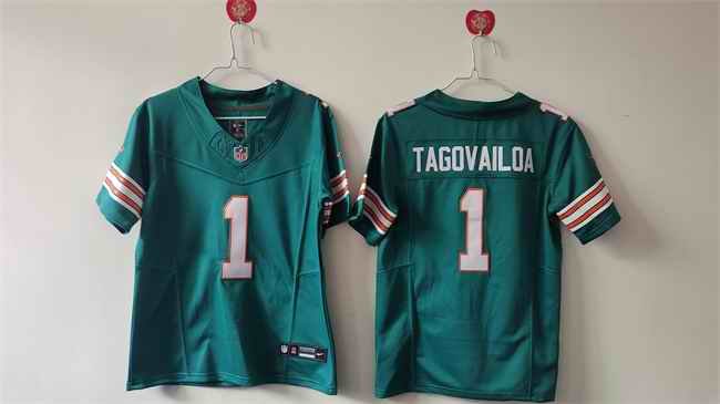 Women's Miami Dolphins #1 Tua Tagovailoa Aqua F.U.S.E Vapor Untouchable Stitched Jersey(Run Small)