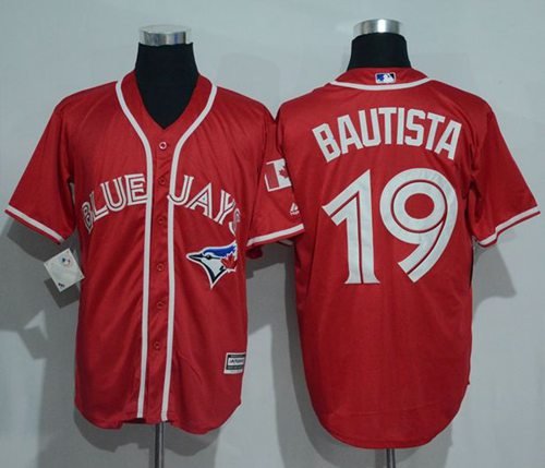 Blue Jays #19 Jose Bautista Red New Cool Base Canada Day Stitched MLB Jersey