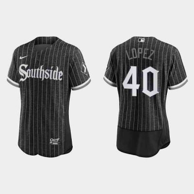 Men's Chicago White Sox #40 Reynaldo Lopez 2021 City Connect Flex Base Stitched Jersey