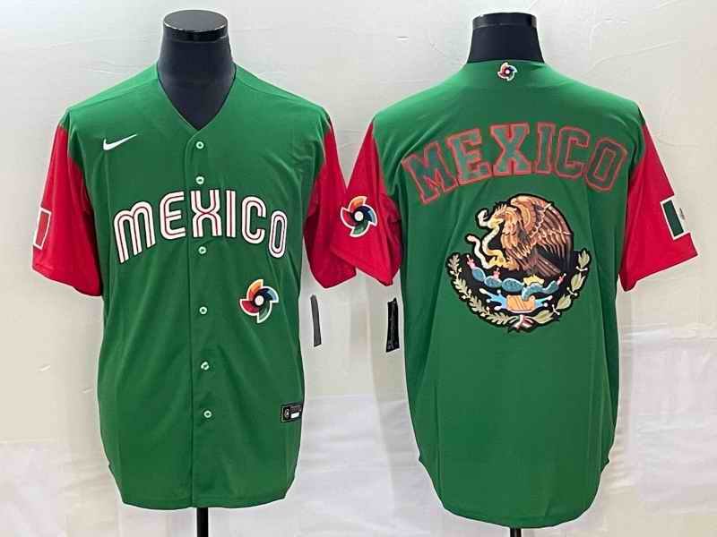 Men's Mexico Baseball 2023 Green Team Big Logo World Baseball Classic Stitched Jersey