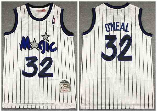 Men's Orlando Magic #32 Shaquille O'Neal  White Throwback Stitched Jersey