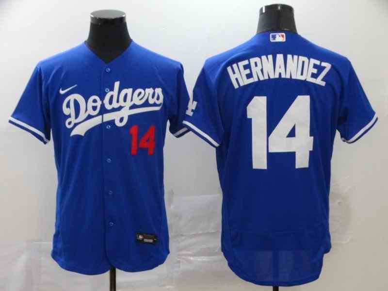 Men's Los Angeles Dodgers #14 Kik' Hern'ndez Blue Flex Base Stitched MLB Jersey