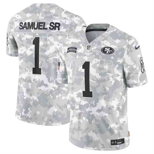 Men's San Francisco 49ers #1 Deebo Samuel Sr 2024 F.U.S.E Arctic Camo Salute to Service Limited Stitched Football Jersey