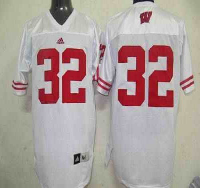 Badgers #32 White Stitched NCAA Jersey