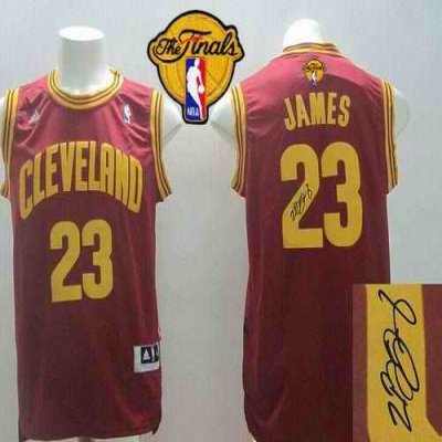 Revolution 30 Autographed Cavaliers #23 LeBron James Red Road The Finals Patch Stitched NBA Jersey