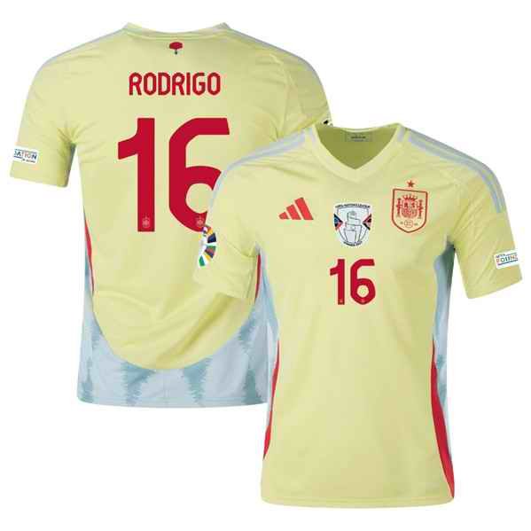 Men's Spain Team #16 Olivia Rodrigo Yellow 2024 Away Soccer Jersey