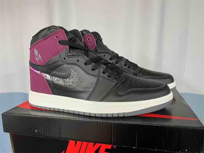 Men's Running Weapon Air Jordan 1 Black Shoes 0580