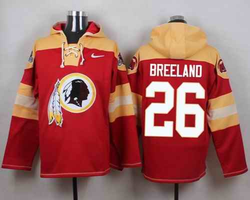 Nike Redskins #26 Bashaud Breeland Burgundy Red Player Pullover NFL Hoodie