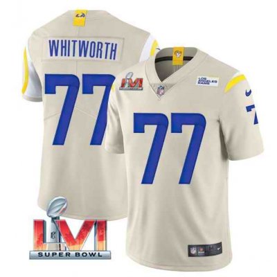 Men's Los Angeles Rams #77 Andrew Whitworth 2022 Bone Super Bowl LVI Vapor Limited Stitched Jersey