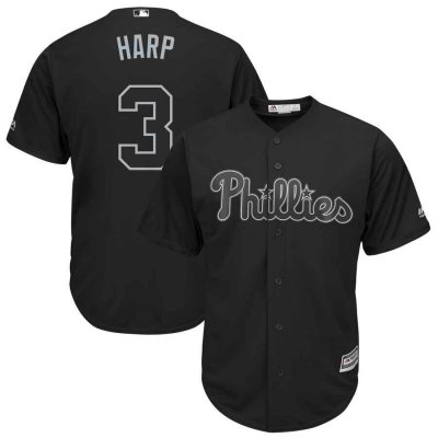 Men's Philadelphia Phillies #3 Bryce Harper Harp Black 2019 Players' Weekend Pick-A-Player Replica Roster Stitched MLB Jersey