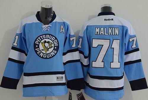 Penguins #71 Evgeni Malkin Blue Stitched Youth NHL Jersey