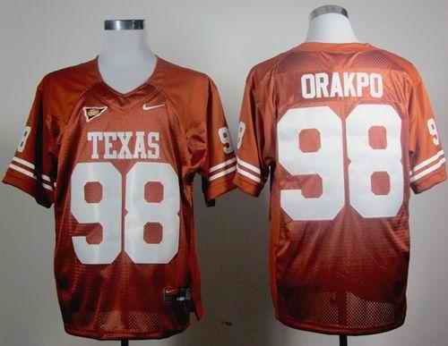 Longhorns #98 Brian Orakpo Orange Stitched NCAA Jersey