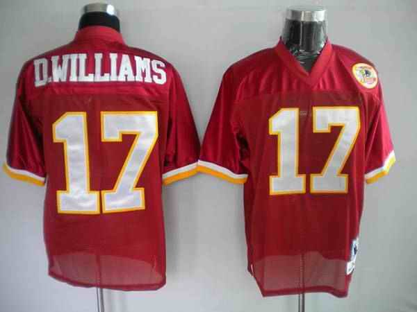 Mitchell and Ness Redskins #17 Doug Williams Red With 50TH Anniversary Patch Stitched NFL Jersey