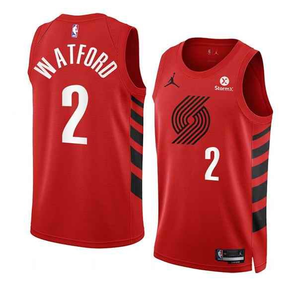 Men's Portland Trail Blazers #2 Trendon Watford 2022/23 Red Statement Edition Swingman Stitched Basketball Jersey