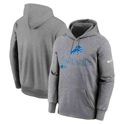 Men's Detroit Lions Grey Performance Pullover Hoodie