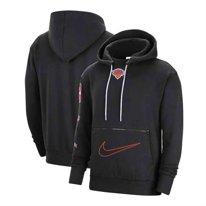 Men's New York Knicks Black 2022/23 City Edition Courtside Heavyweight Fleece Pullover Hoodie