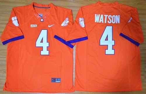 Tigers #4 Deshaun Watson Orange Limited Stitched NCAA Jersey