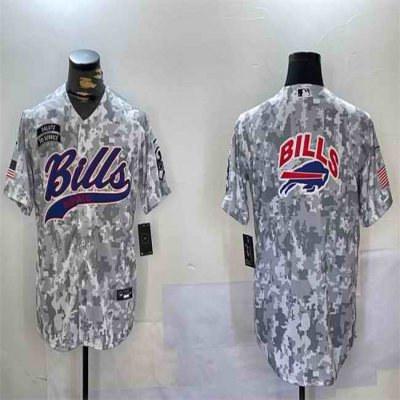 Men's Buffalo Bills Team Big Logo 2024 Arctic Camo Salute to Service Stitched Baseball Jersey