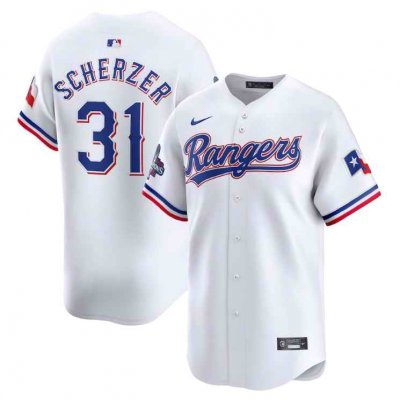 Men's Texas Rangers #31 Max Scherzer White 2023 World Series Champions Stitched Baseball  Jersey