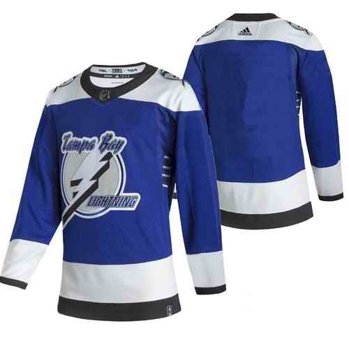 Men's Tampa Bay Lightning Blank 2021 Blue Reverse Retro Stitched Jersey