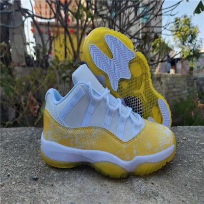 Men's Running weapon Air Jordan 11 Yellow/White Shoes 047