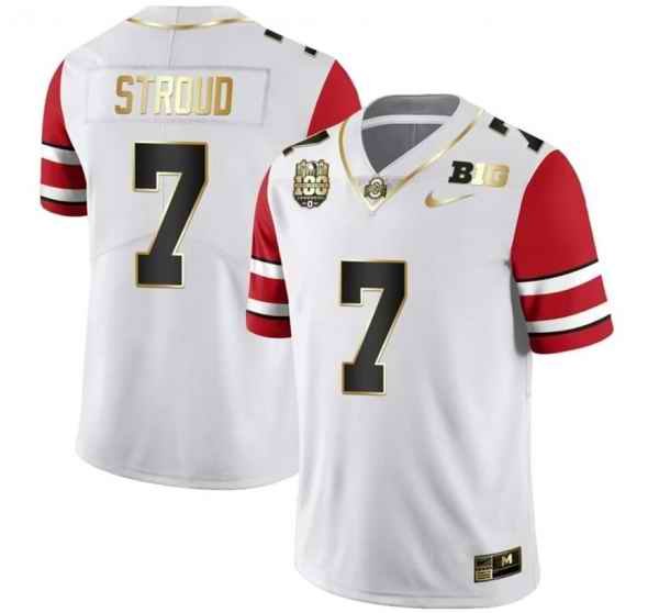 Women Ohio State Buckeyes #7 CJ Stroud White Stitched Football Jersey(Run Small)