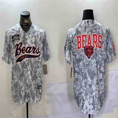 Men's Chicago Bears Team Big Logo 2024 Arctic Camo Salute to Service Stitched Baseball Jersey