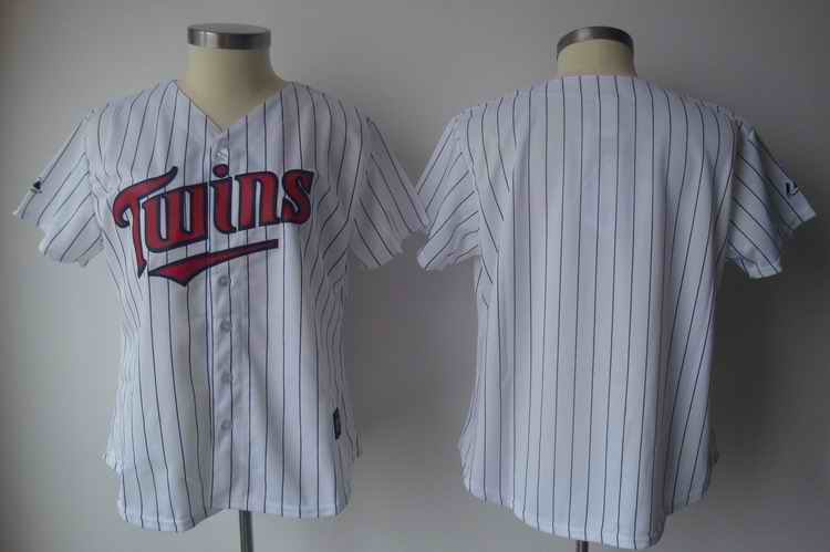 Twins Blank White With Blue Strip Women's Fashion Stitched MLB Jersey