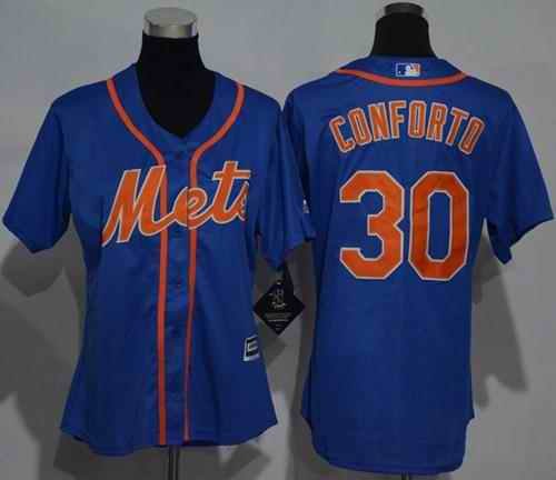 Mets #30 Michael Conforto Blue Alternate Women's Stitched MLB Jersey