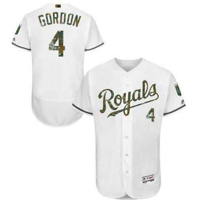 Royals #4 Alex Gordon White Flexbase Authentic Collection 2016 Memorial Day Stitched MLB Jersey