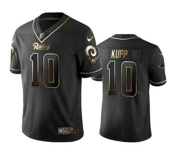 Men's Los Angeles Rams #10 Cooper Kupp Black Golden Edition Limited Stitched Jersey